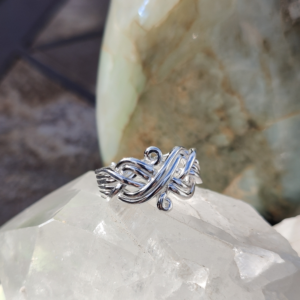 6-Band Infinity Puzzle Ring, 925 Sterling Silver, size 9 - Picture 4 of 8